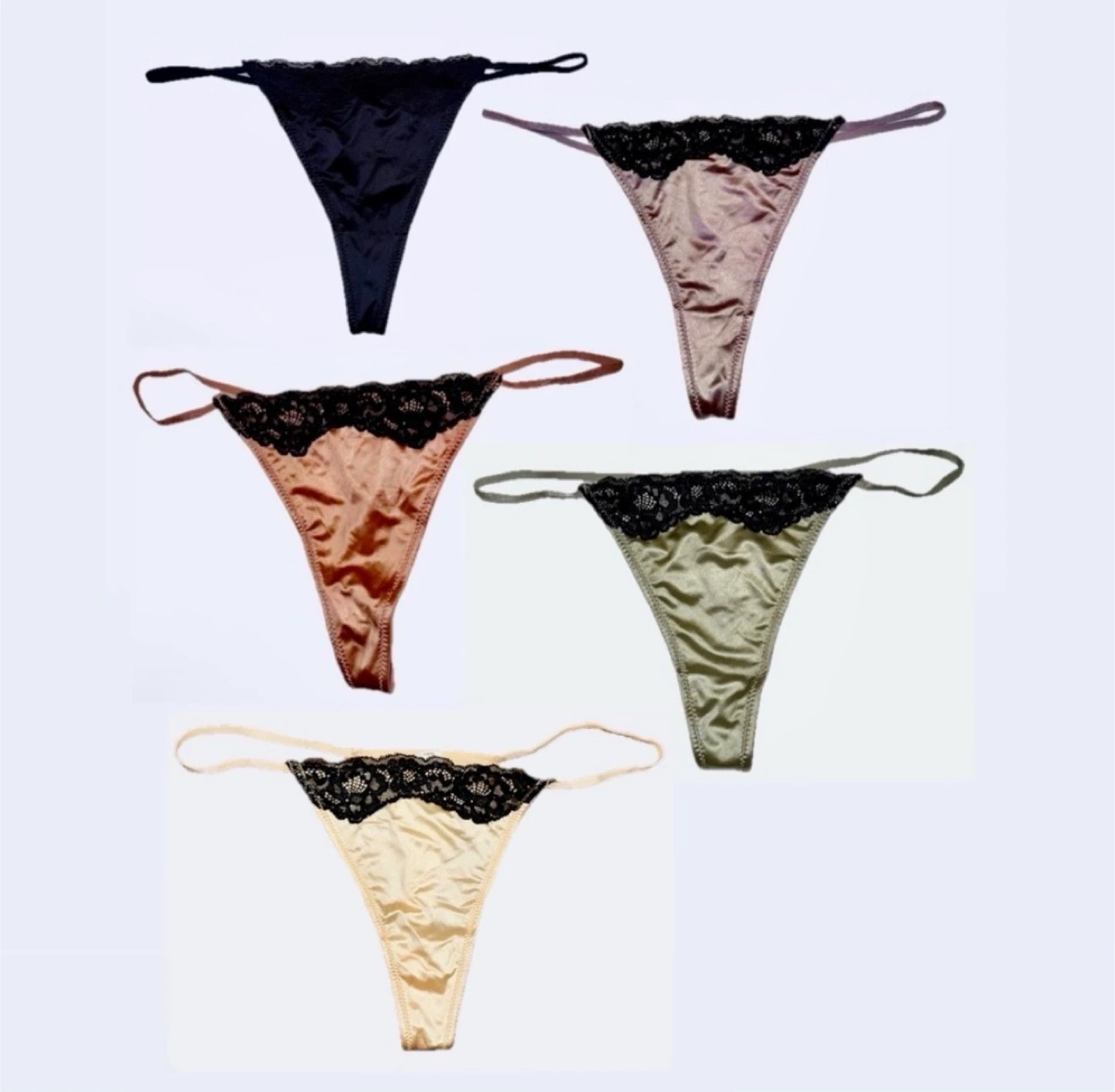 NEW! Luxurious Satin & Lace Panty Thong Bundle
