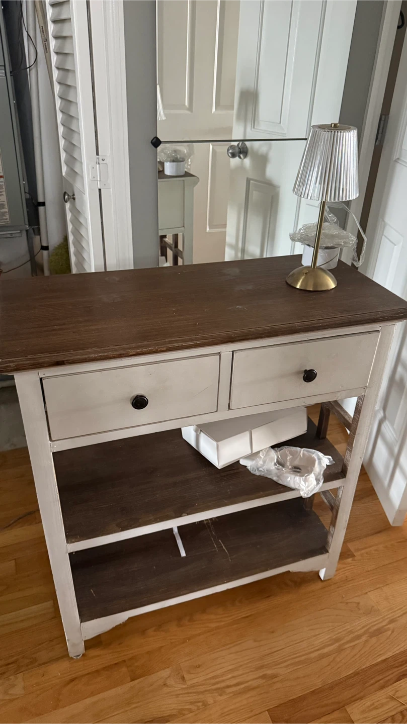 Console Table with Two Drawers and Shelves
