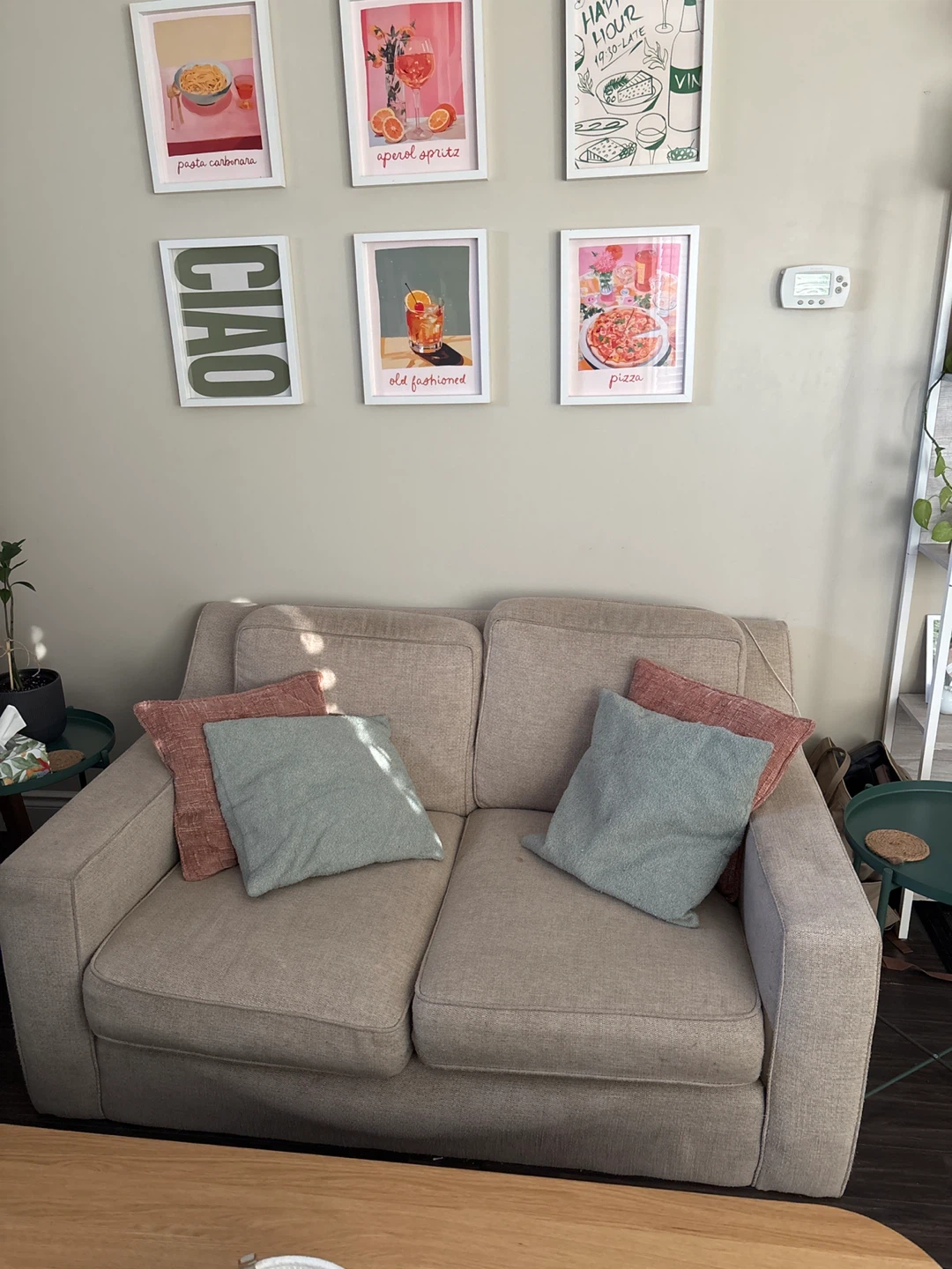 Comfortable Beige Loveseat and Sofa - photo 2