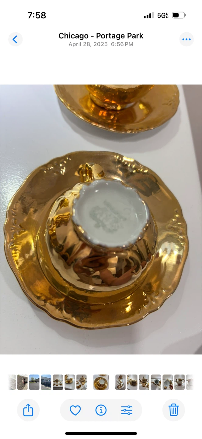 Gold Teacup and Saucer Set with Teapot - photo 3
