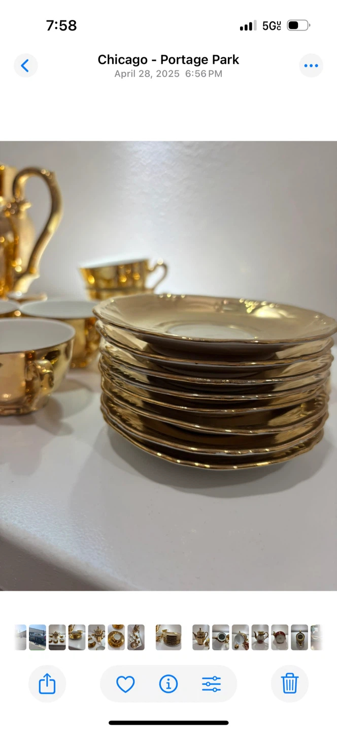 Gold Teacup and Saucer Set with Teapot - photo 5