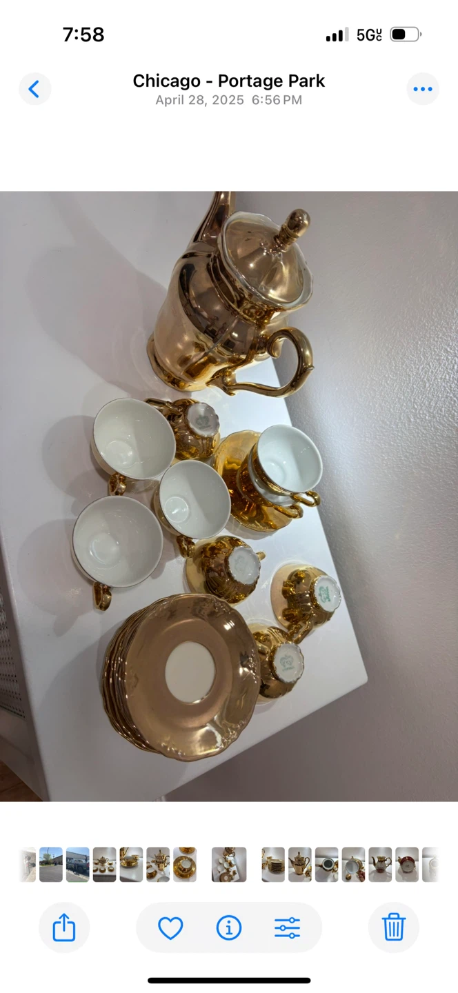 Gold Teacup and Saucer Set with Teapot - photo 4