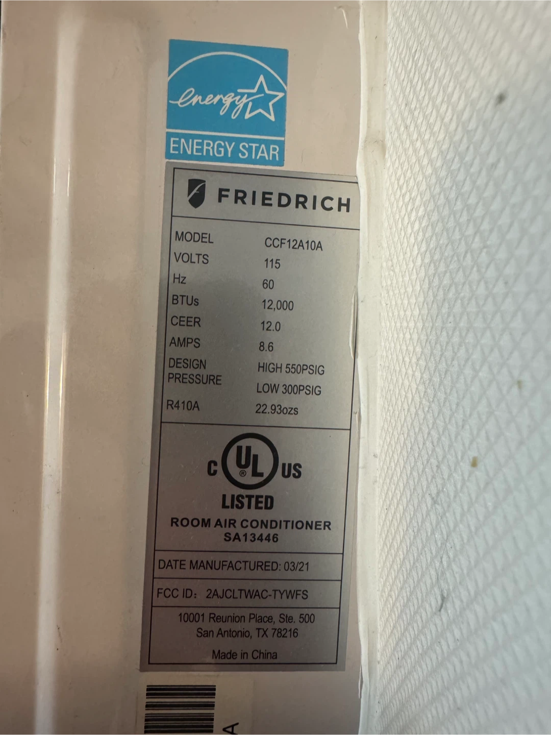 Friedrich Chill Premier 12,000 BTU - photo 3