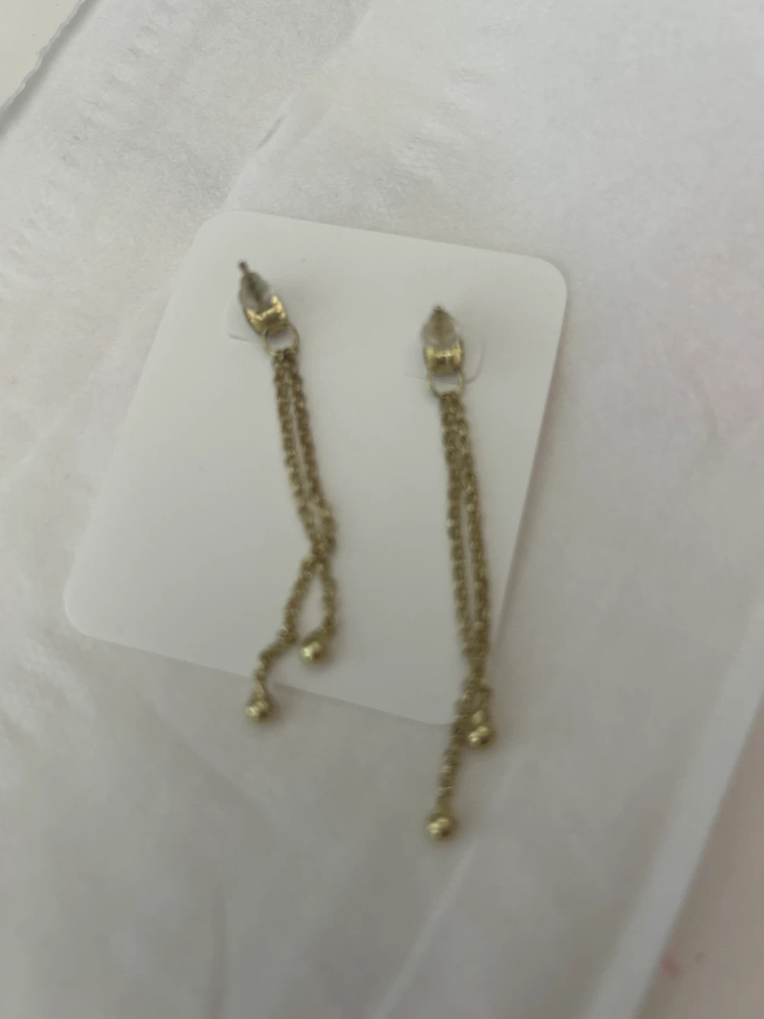 Gold Butterfly Drop Earrings with Rhinestones - photo 2