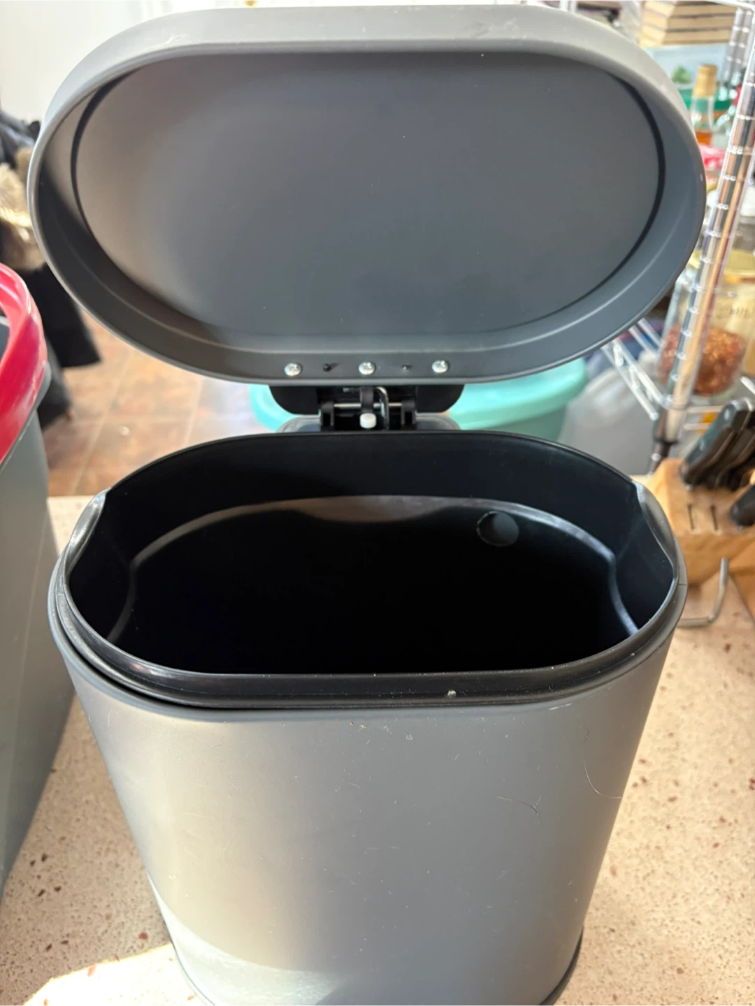 Grey Kitchen Steel Slow Close Step Trash Can - photo 2