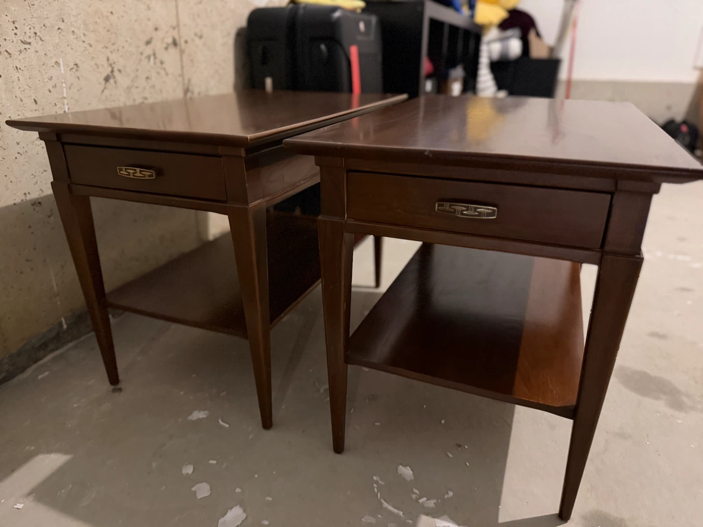 Vintage MCM Wooden End Tables with Drawer (Set of 2)