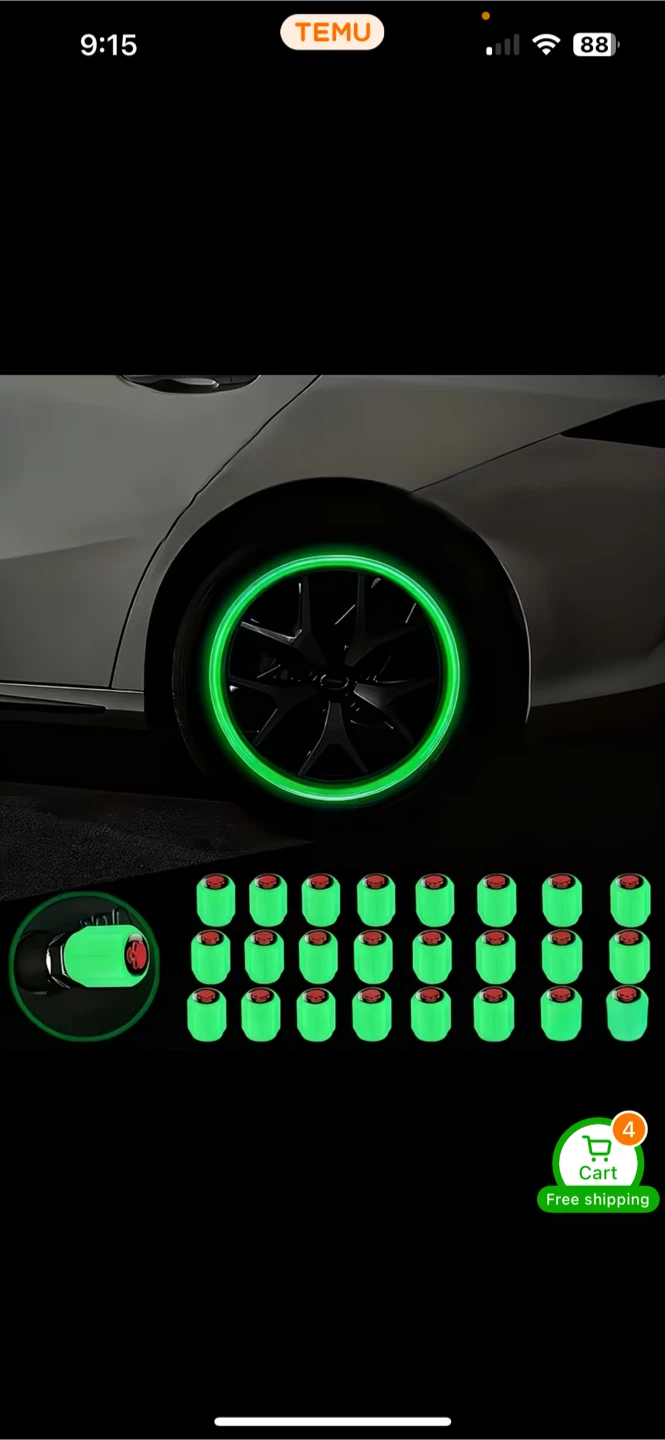 20 Pcs Car Wheel Tire Neon Hub Cap Stickers