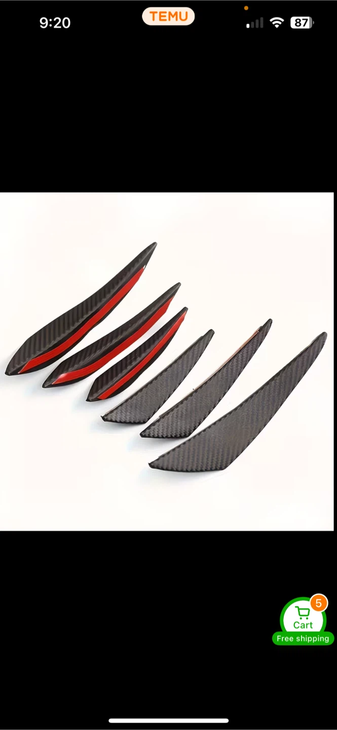 Carbon Fiber Style Car Bumper Winglets (Set of 4) - photo 2