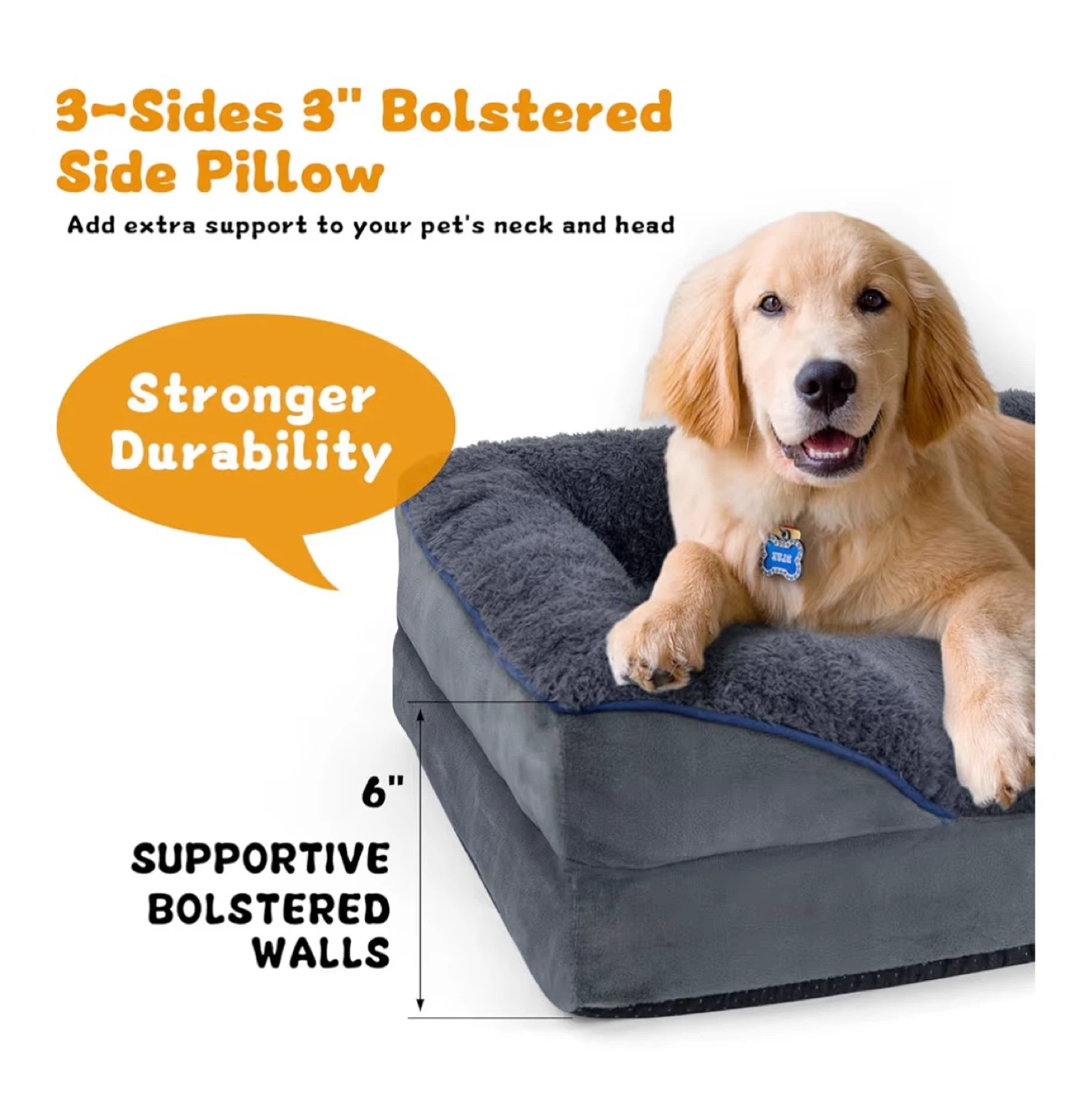 🧡 New Large Orthopedic Dog Bed with Bolstered Walls - photo 4