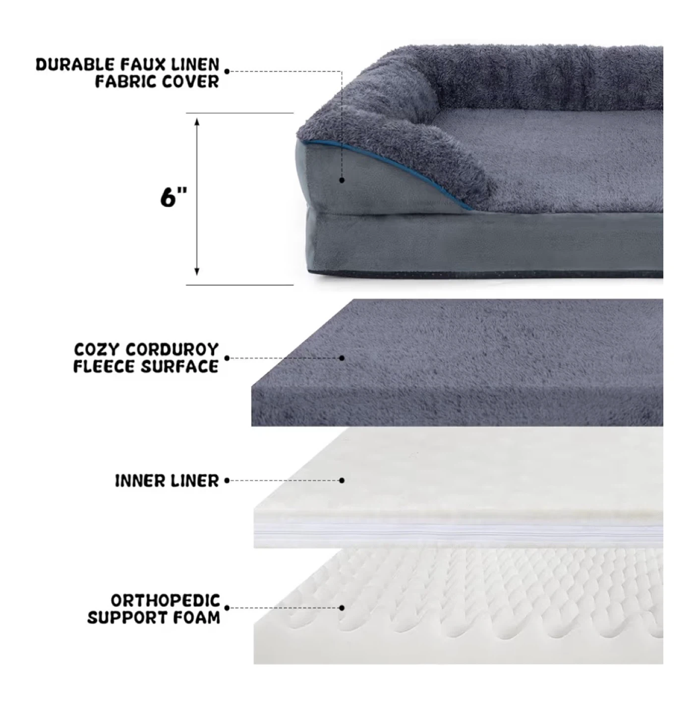 🧡 New Large Orthopedic Dog Bed with Bolstered Walls - photo 2