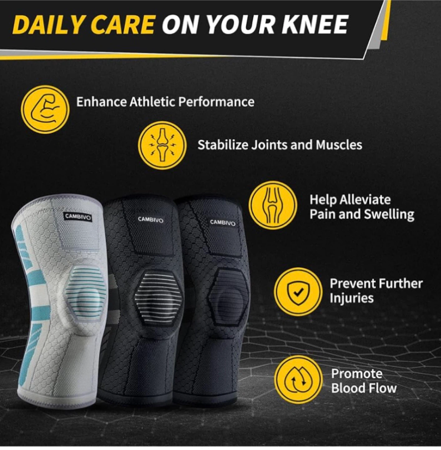 Medical knee support with patella and side braces