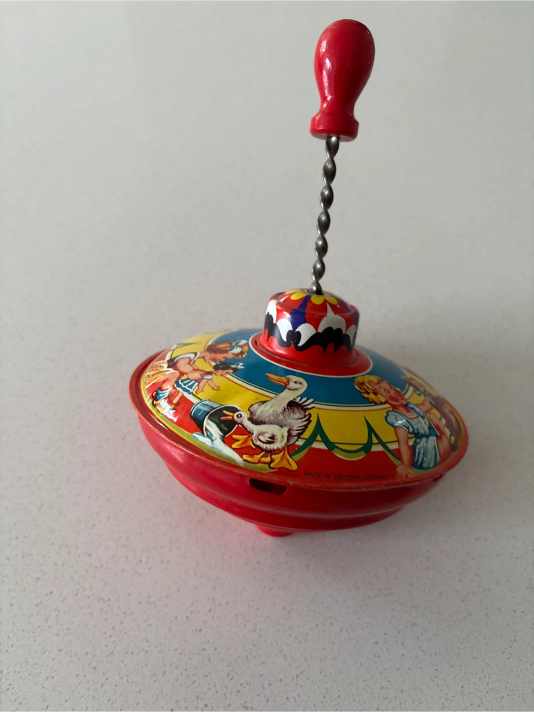 Vintage Tin Litho Spinning Top Toy - photo 2