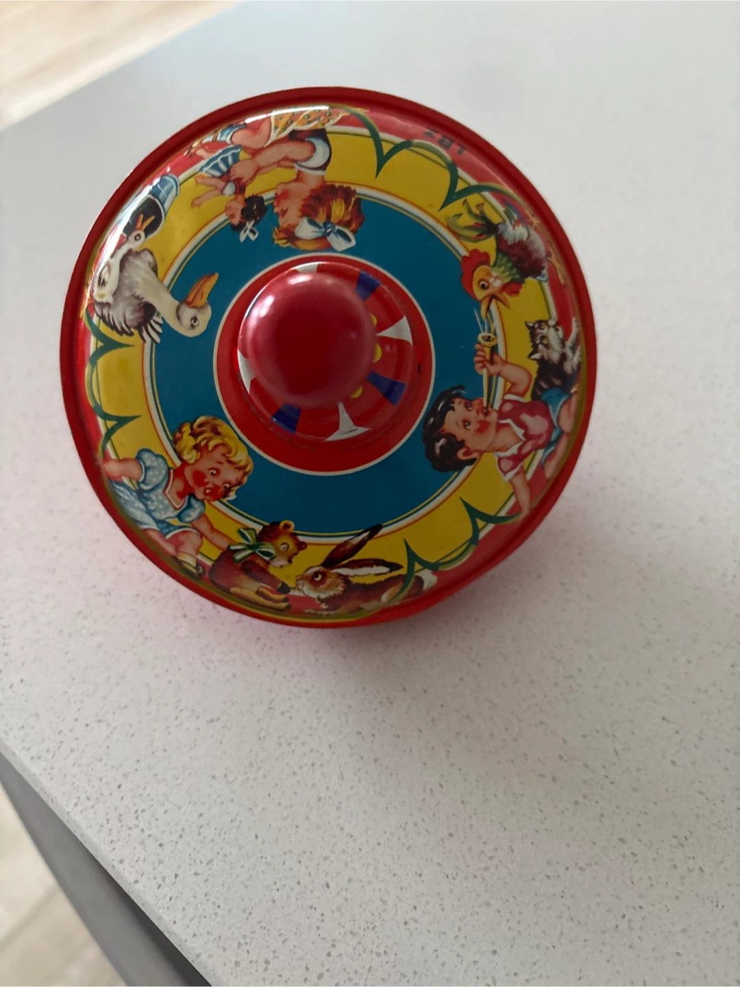 Vintage Tin Litho Spinning Top Toy - photo 3