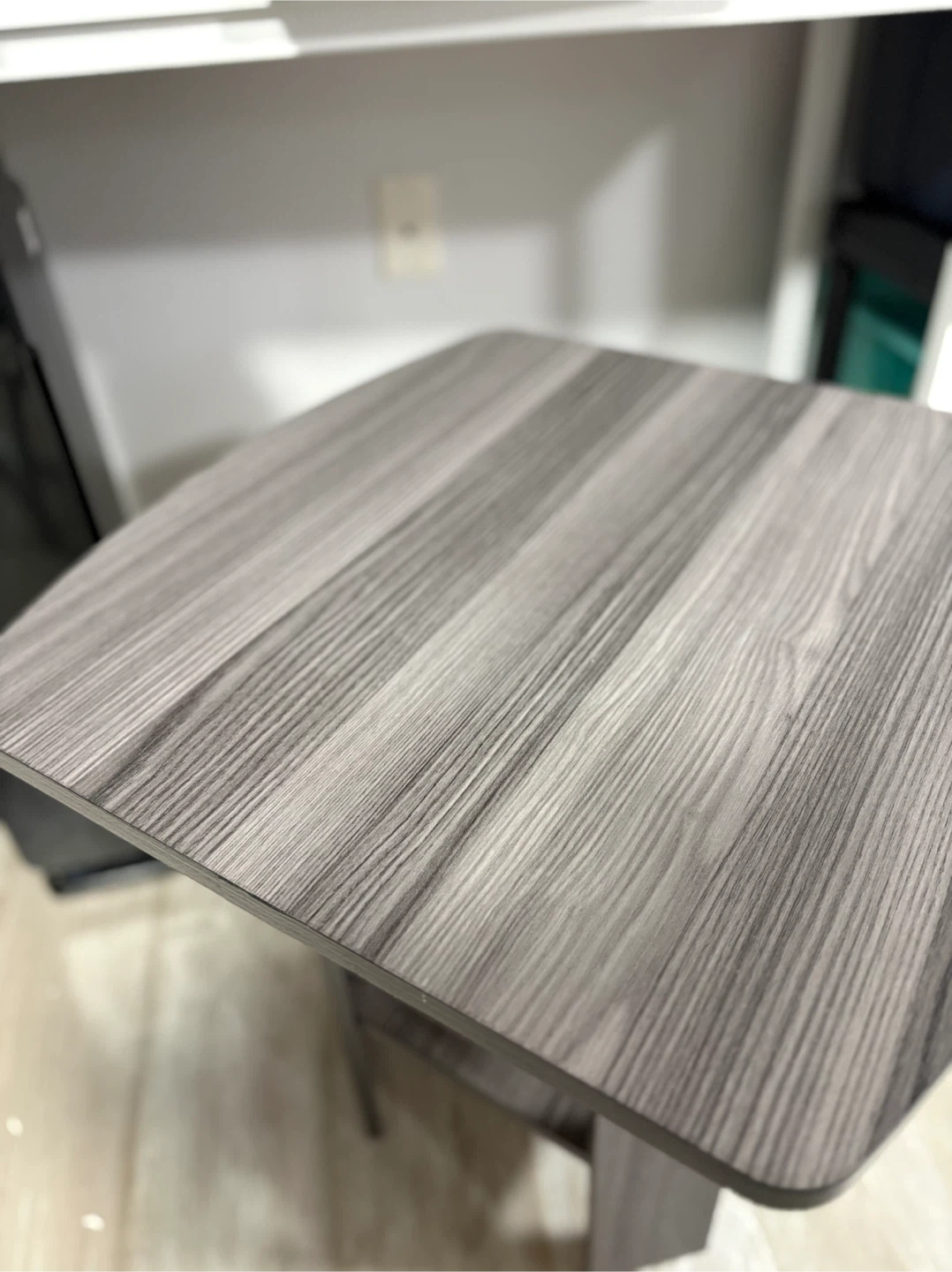 Grey Wood Grain Side Table with Shelf - photo 4