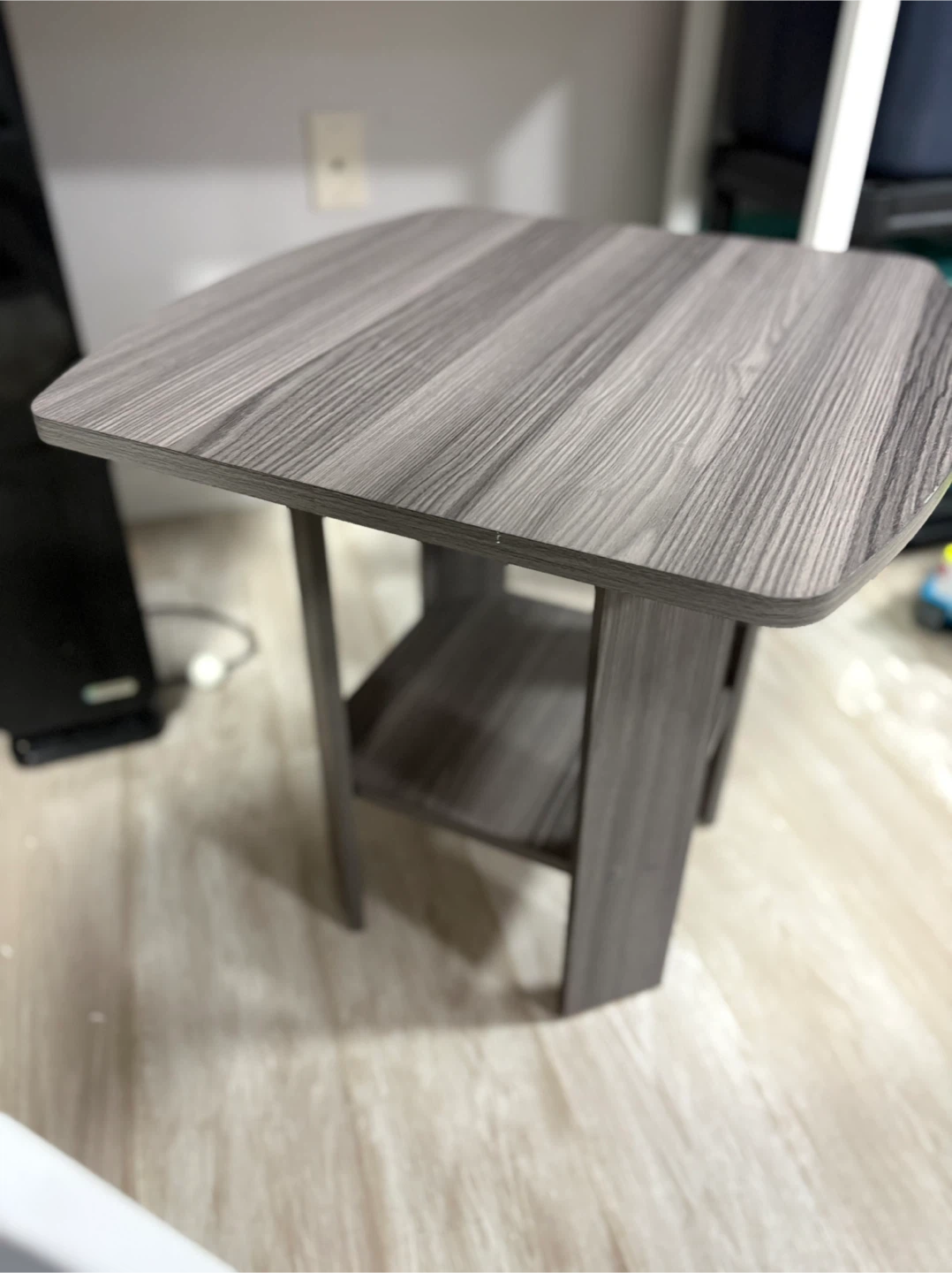Grey Wood Grain Side Table with Shelf - photo 2