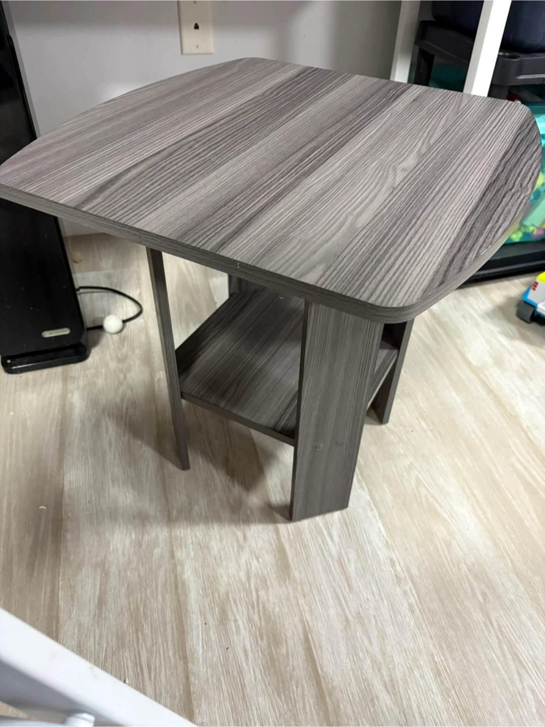 Grey Wood Grain Side Table with Shelf - photo 3