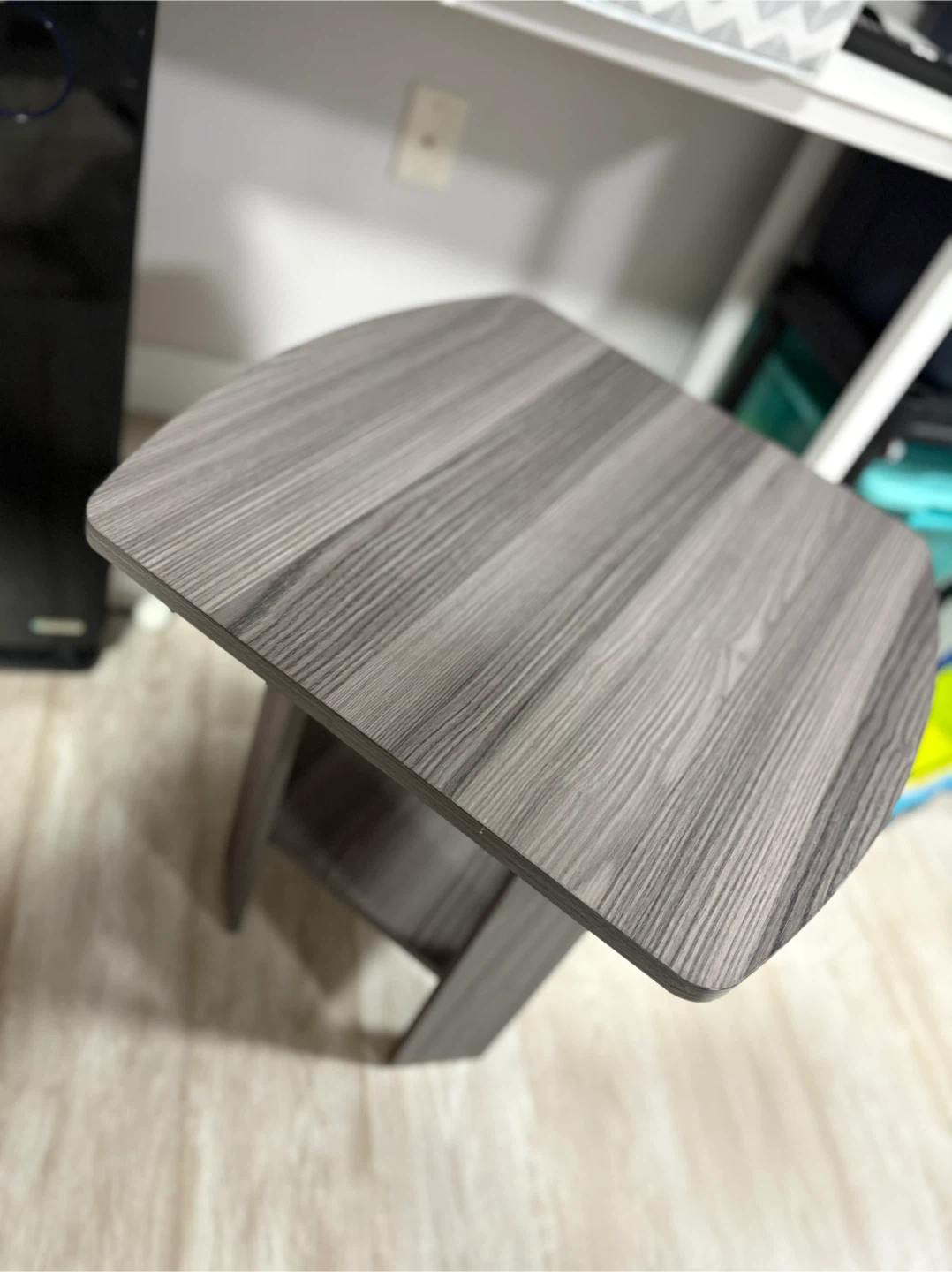 Grey Wood Grain Side Table with Shelf - photo 5