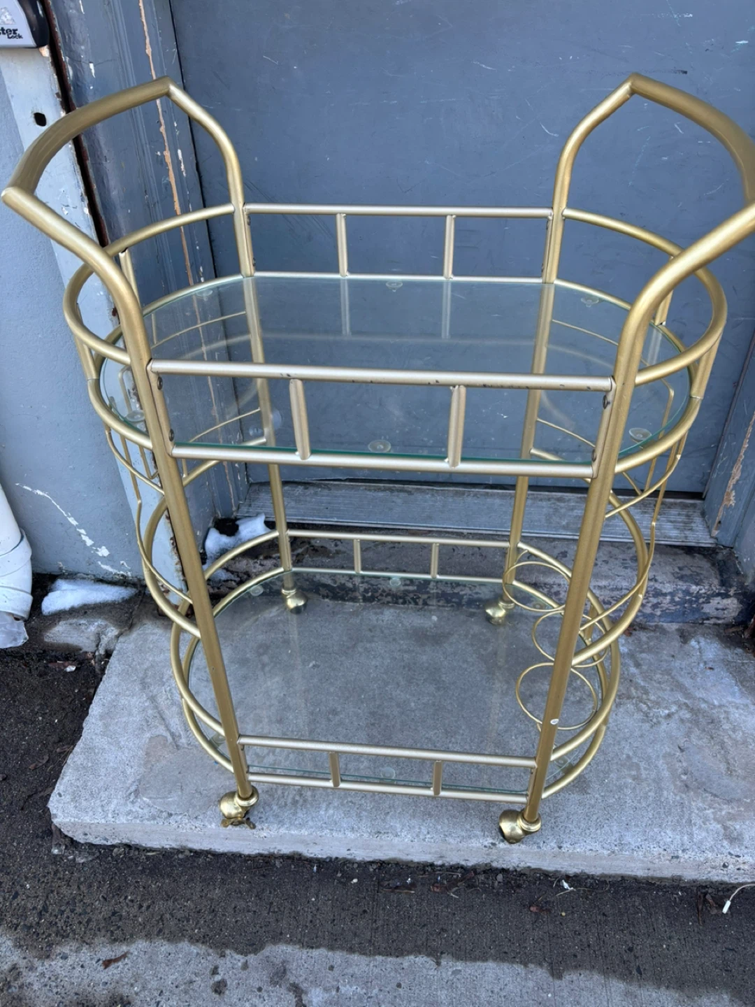 Gold Metal and Glass Bar Cart