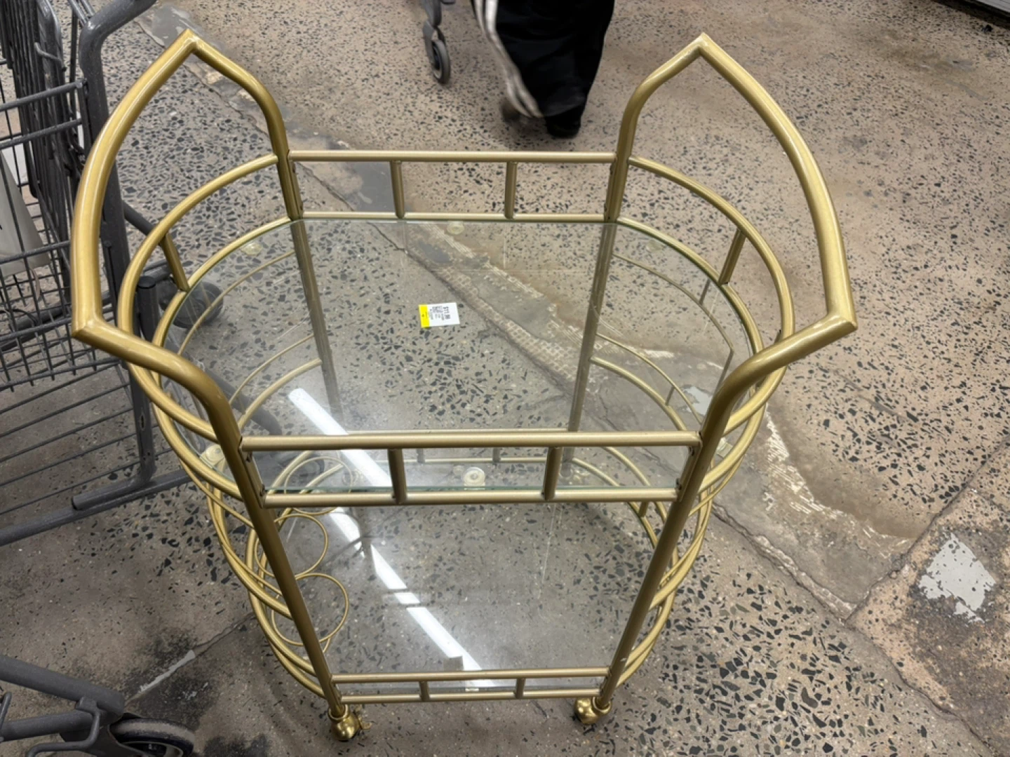 Gold Metal and Glass Bar Cart - photo 2