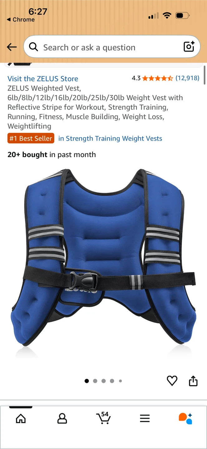 ZELUS Blue Weighted Vest - 12lb