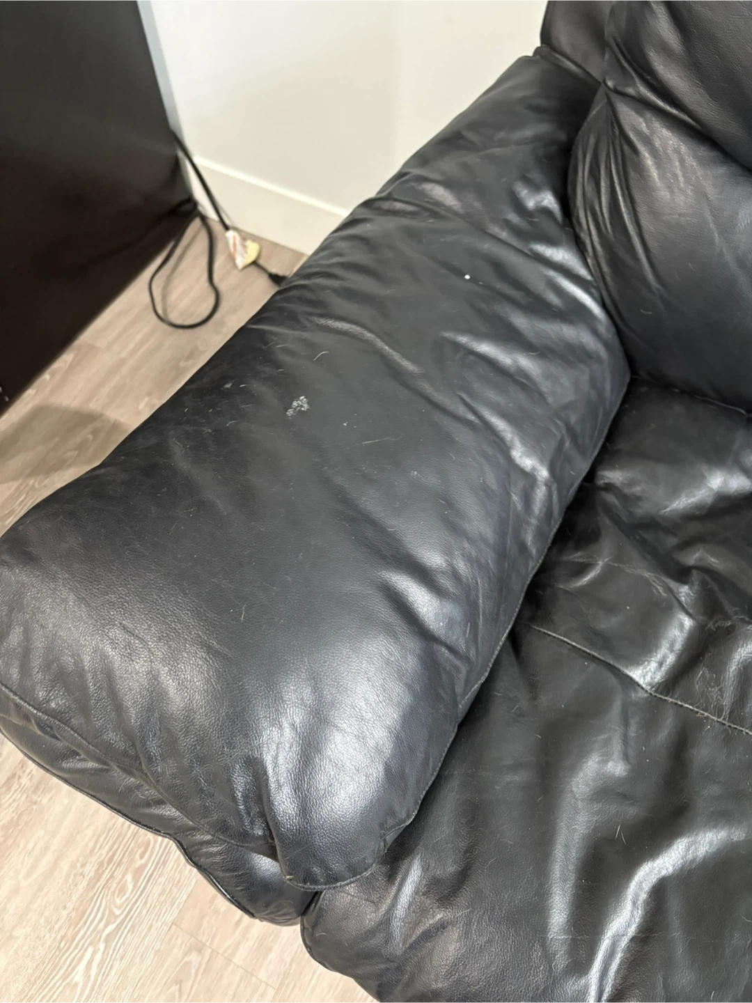 Black Leather Sofa - photo 2