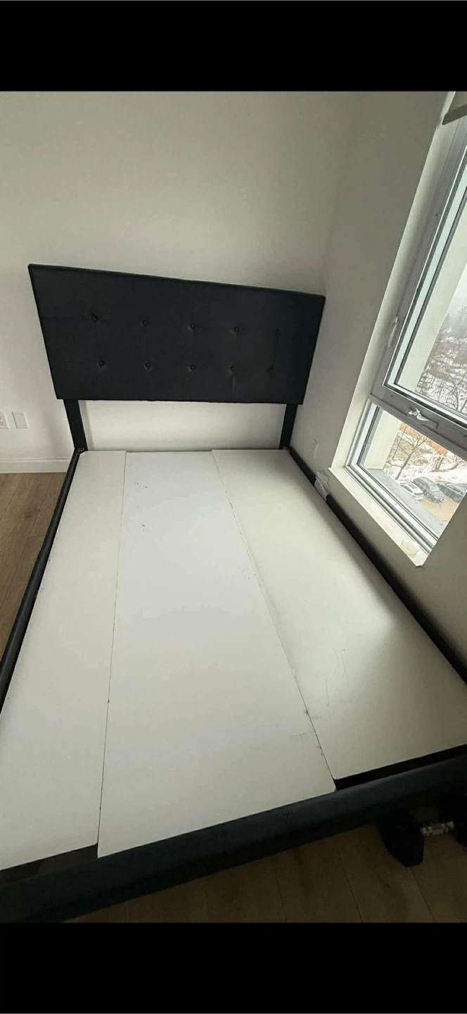 Black Faux Leather Tufted Headboard