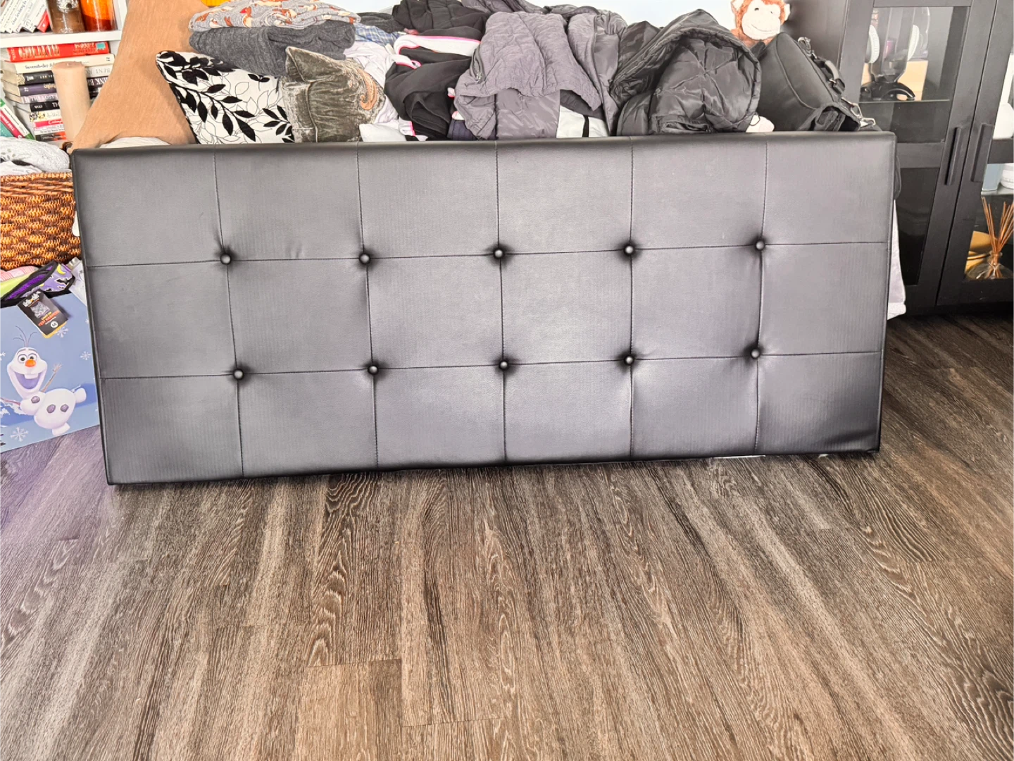 Black Faux Leather Tufted Headboard - photo 3