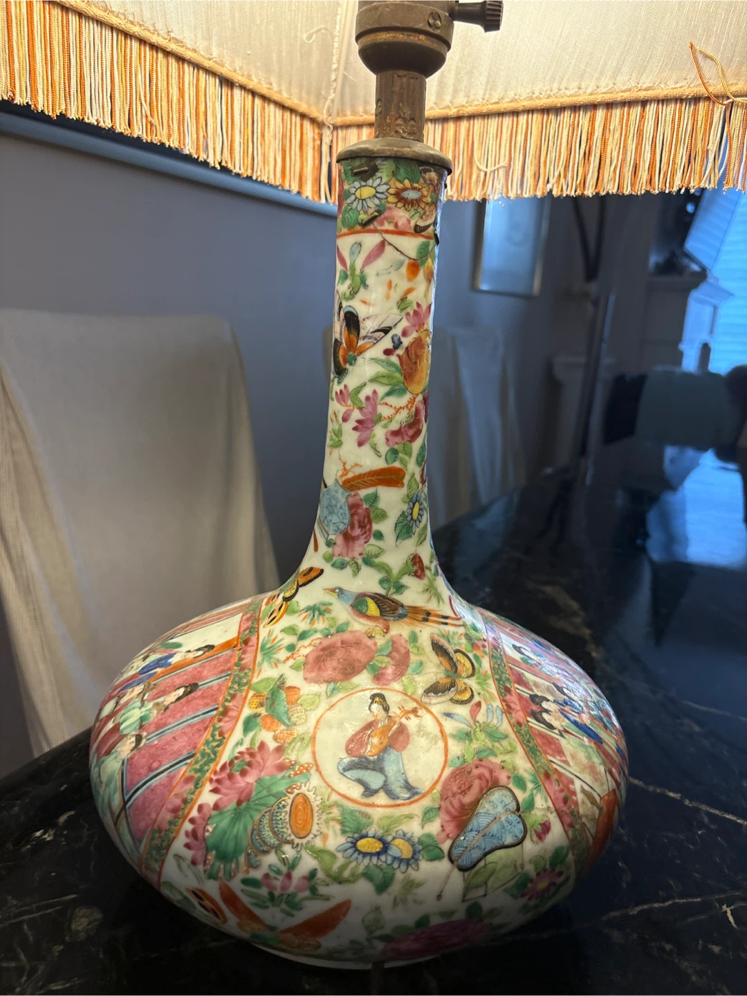 Vintage Porcelain Famille Rose Table Lamp - photo 2