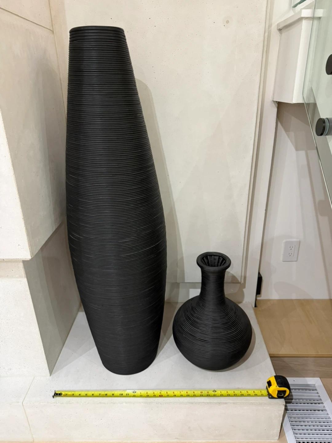 Set of 2 Black Textured Vases