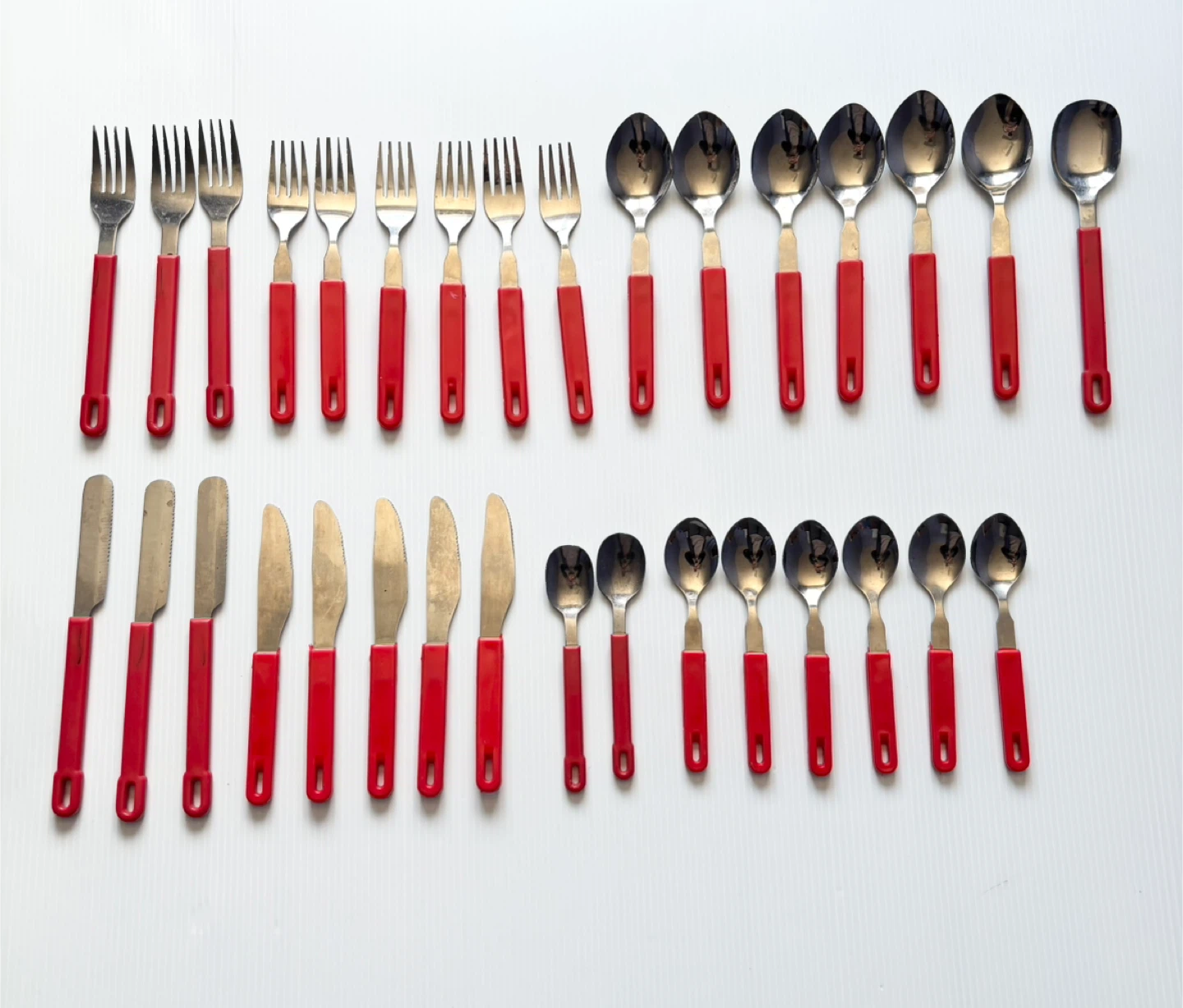 Vintage Red Handle Cutlery stainless steel flatware Set