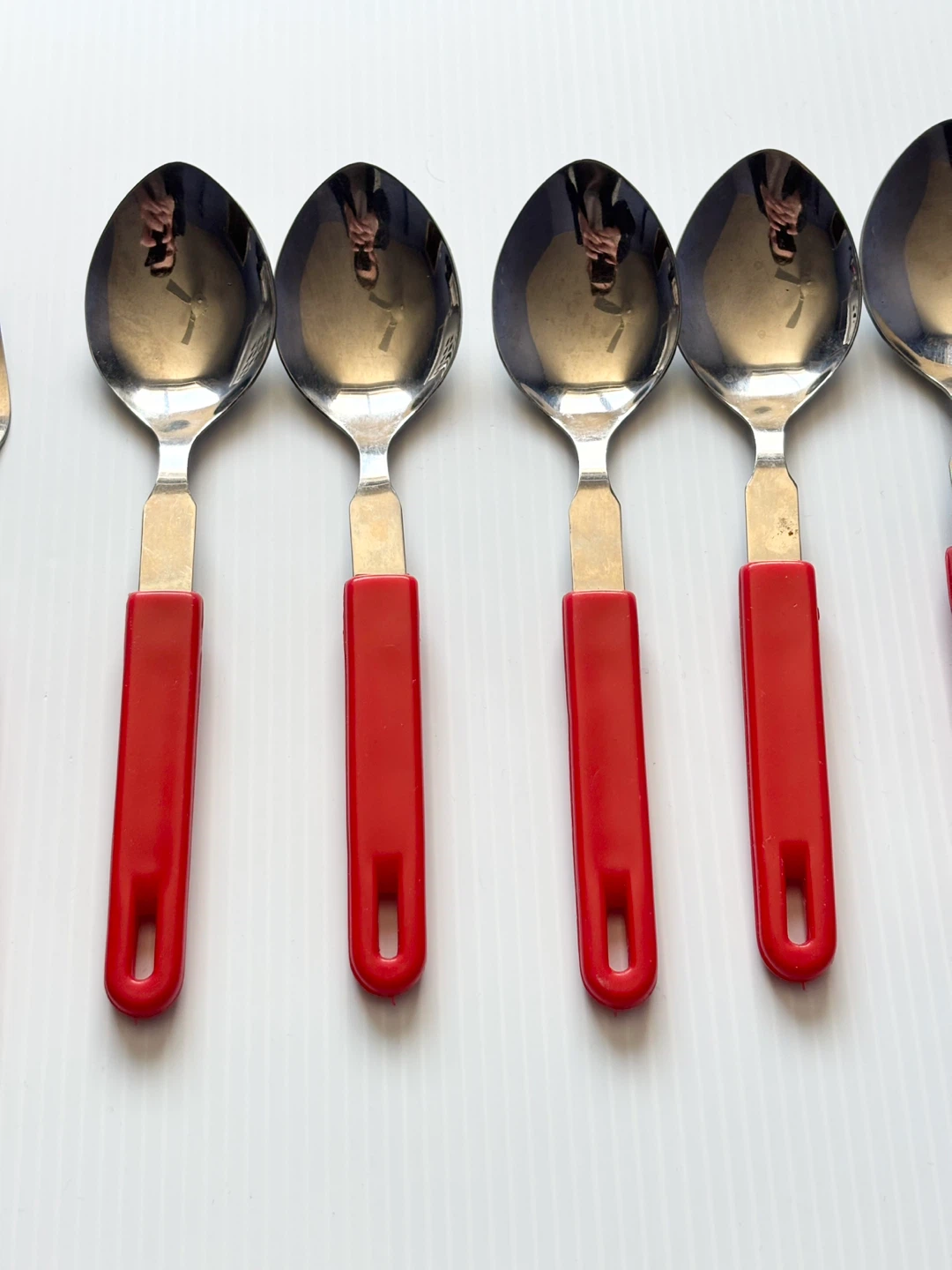 Vintage Red Handle Cutlery stainless steel flatware Set - photo 5