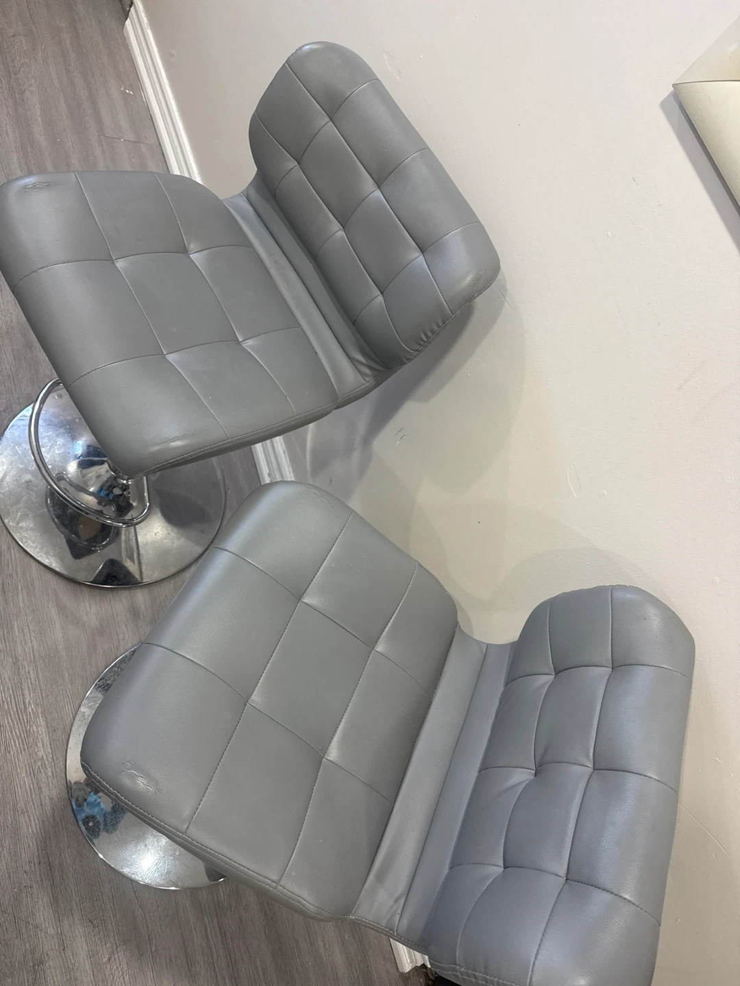 Grey Faux Leather Bar Stools (Set of 2) - photo 2