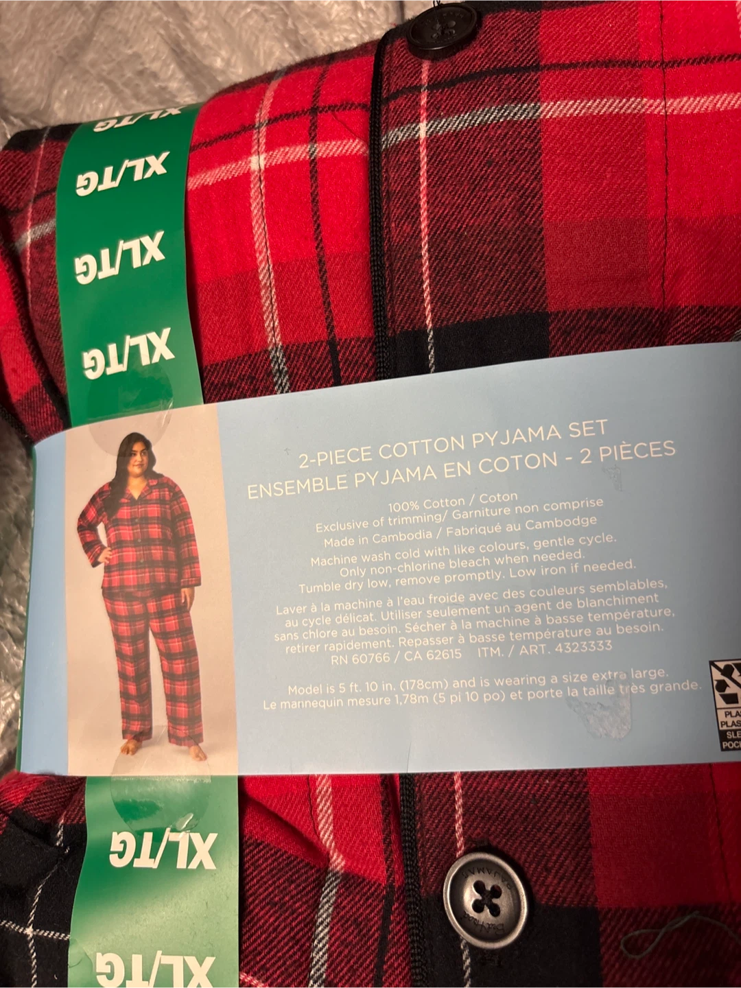 Bed Head Pajamas 2-Piece Cotton Pajama Set XL/TG Red Plaid - photo 2