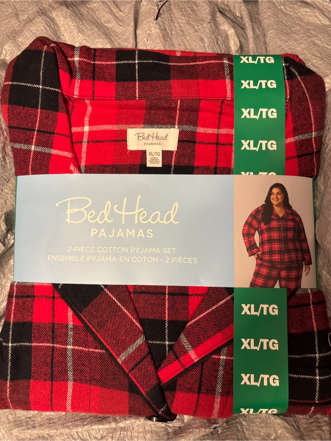 Bed Head Pajamas 2-Piece Cotton Pajama Set XL/TG Red Plaid