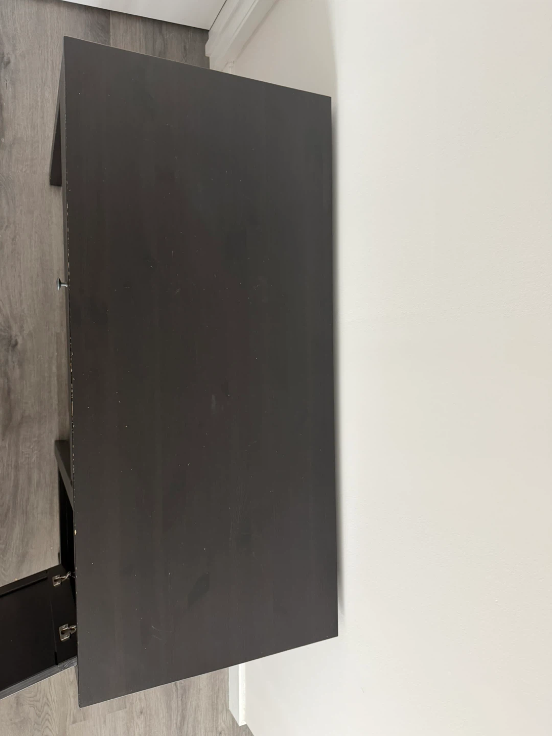 Ikea Dark Brown Writing Desk with Drawer and Cabinet - photo 4