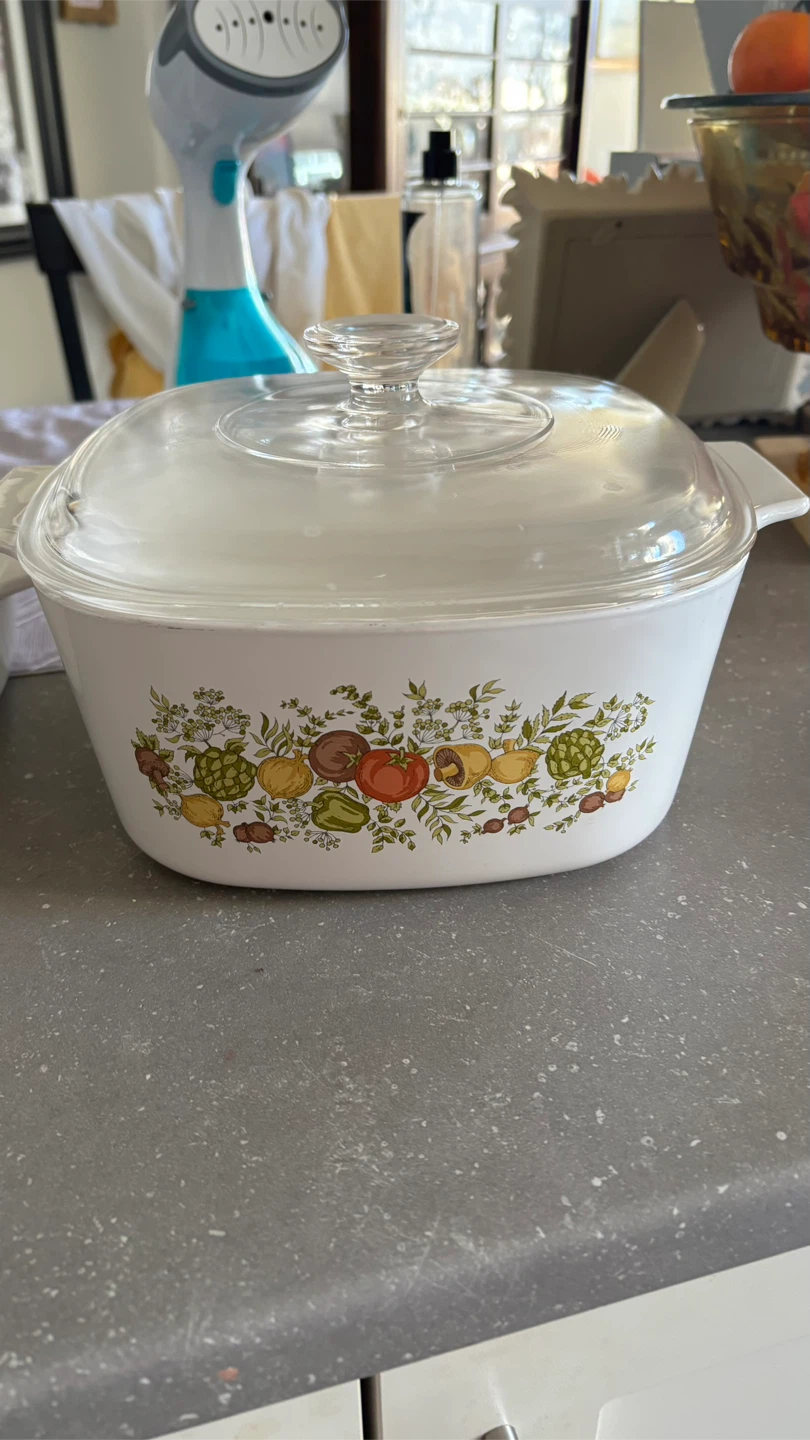 Corning-ware Casserole Dish with Lid - Vegetable Pattern
