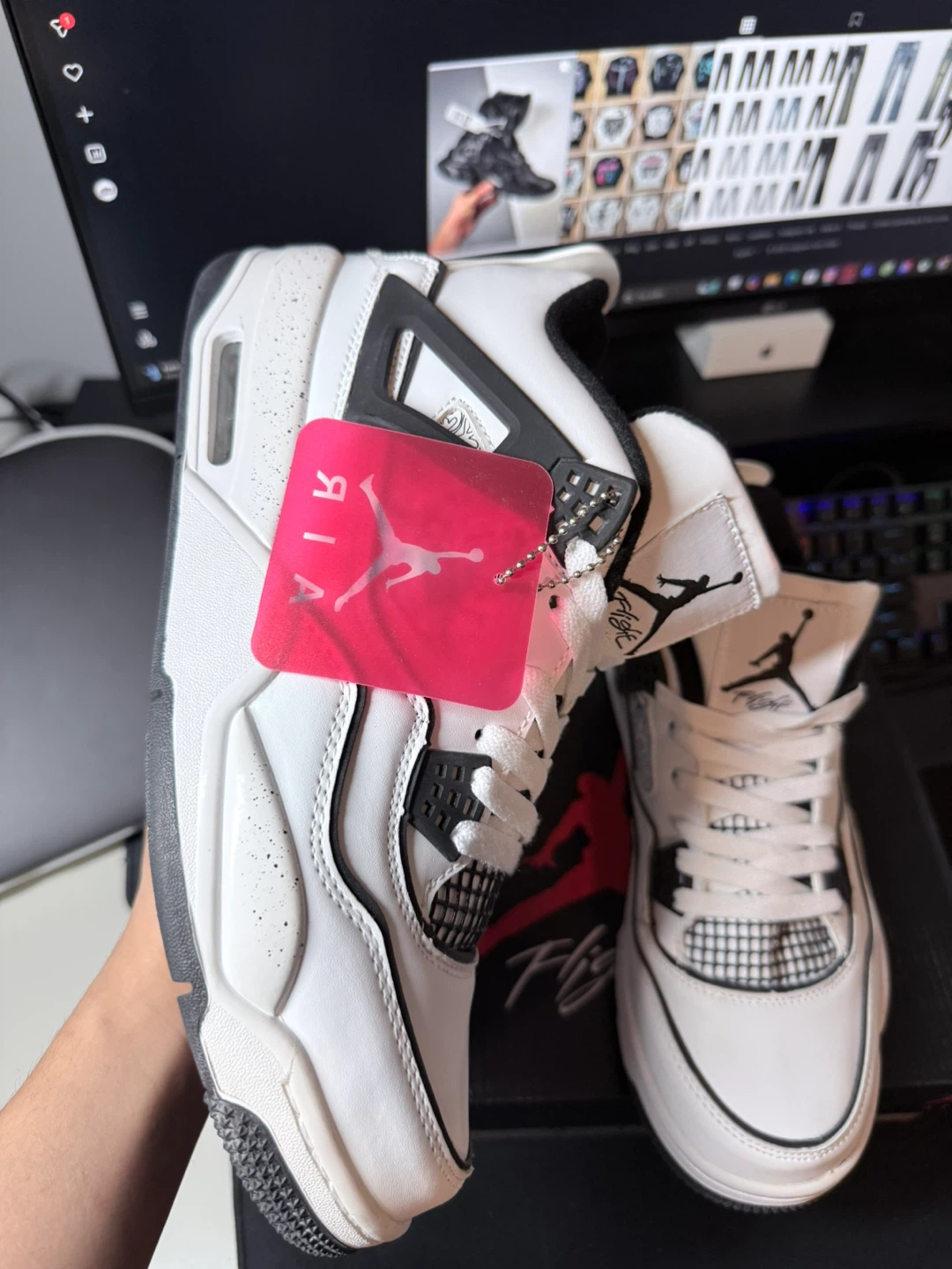 Air Jordan 4 Retro White Black Cement Sneakers