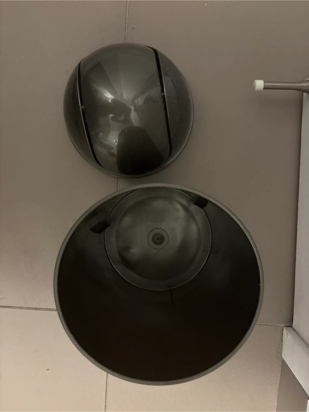 Dark Grey Round Trash Can with Lid - photo 2