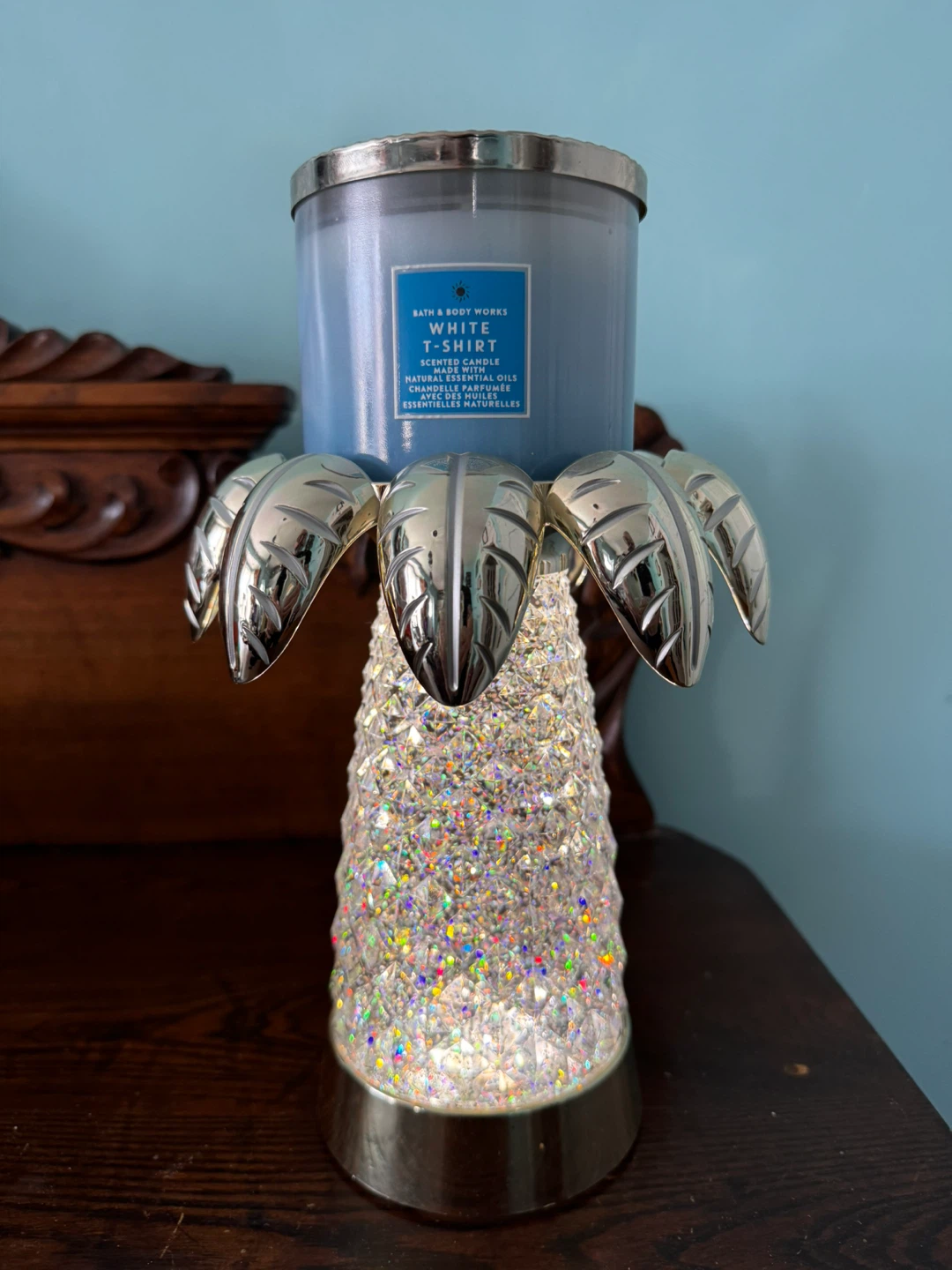 Lit Palm tree candle holder / Battery operated & candle
