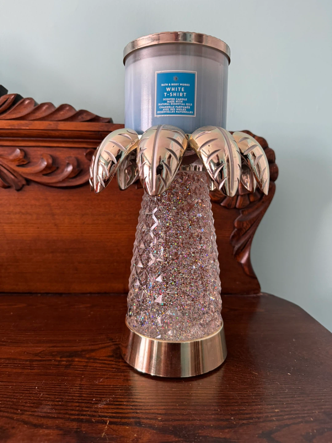Lit Palm tree candle holder / Battery operated & candle - photo 2