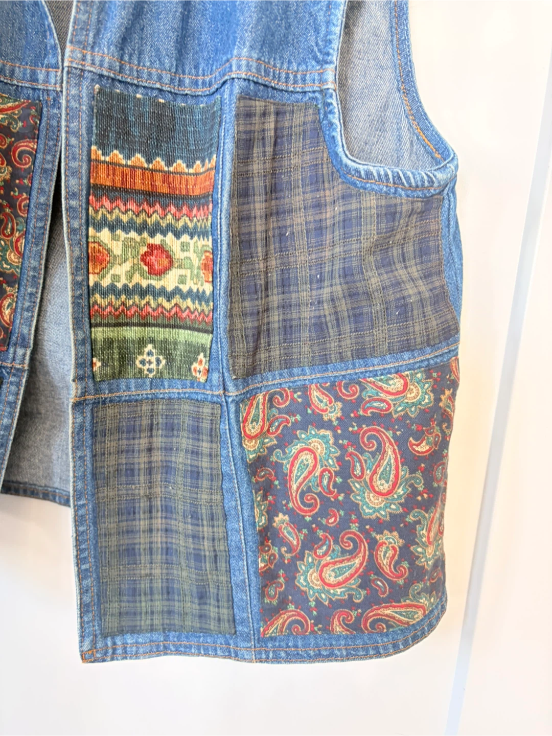 Samantha Edwards Patchwork Denim Vest Size M - photo 3
