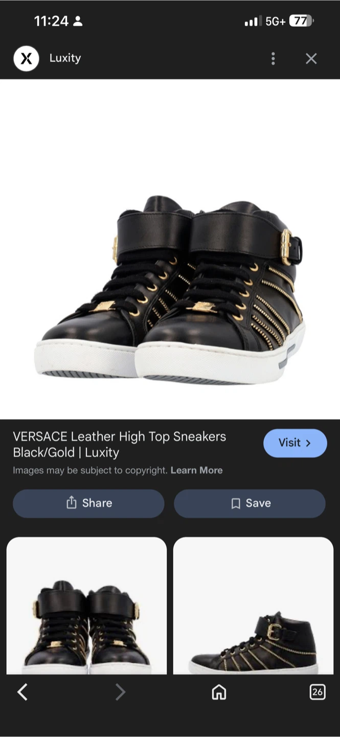 Versace Leather High Top Sneakers Black/Gold