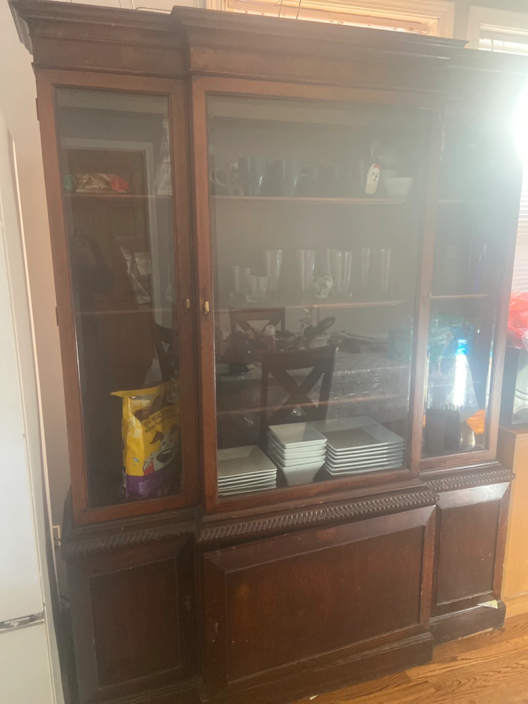 Wooden China Cabinet with Glass Doors