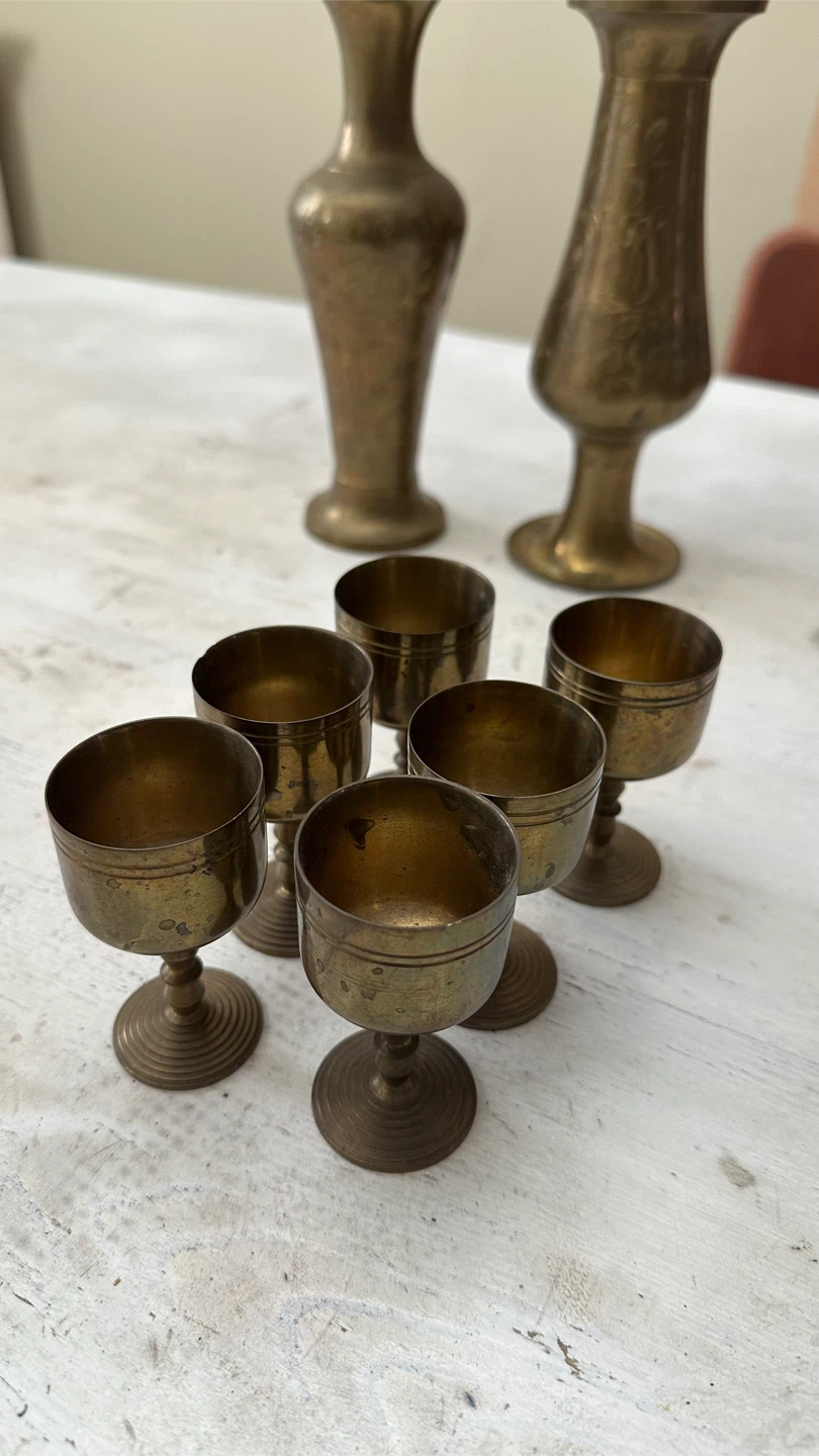 Set of 6 Vintage Brass Goblets