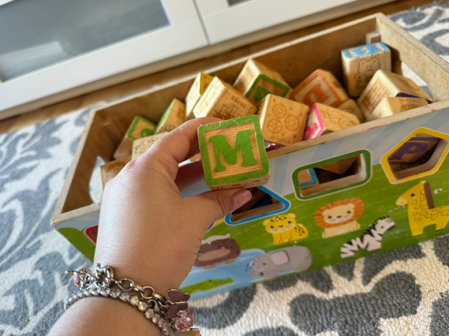 Wooden Alphabet and Animal Blocks with Shape Sorter Box - photo 2