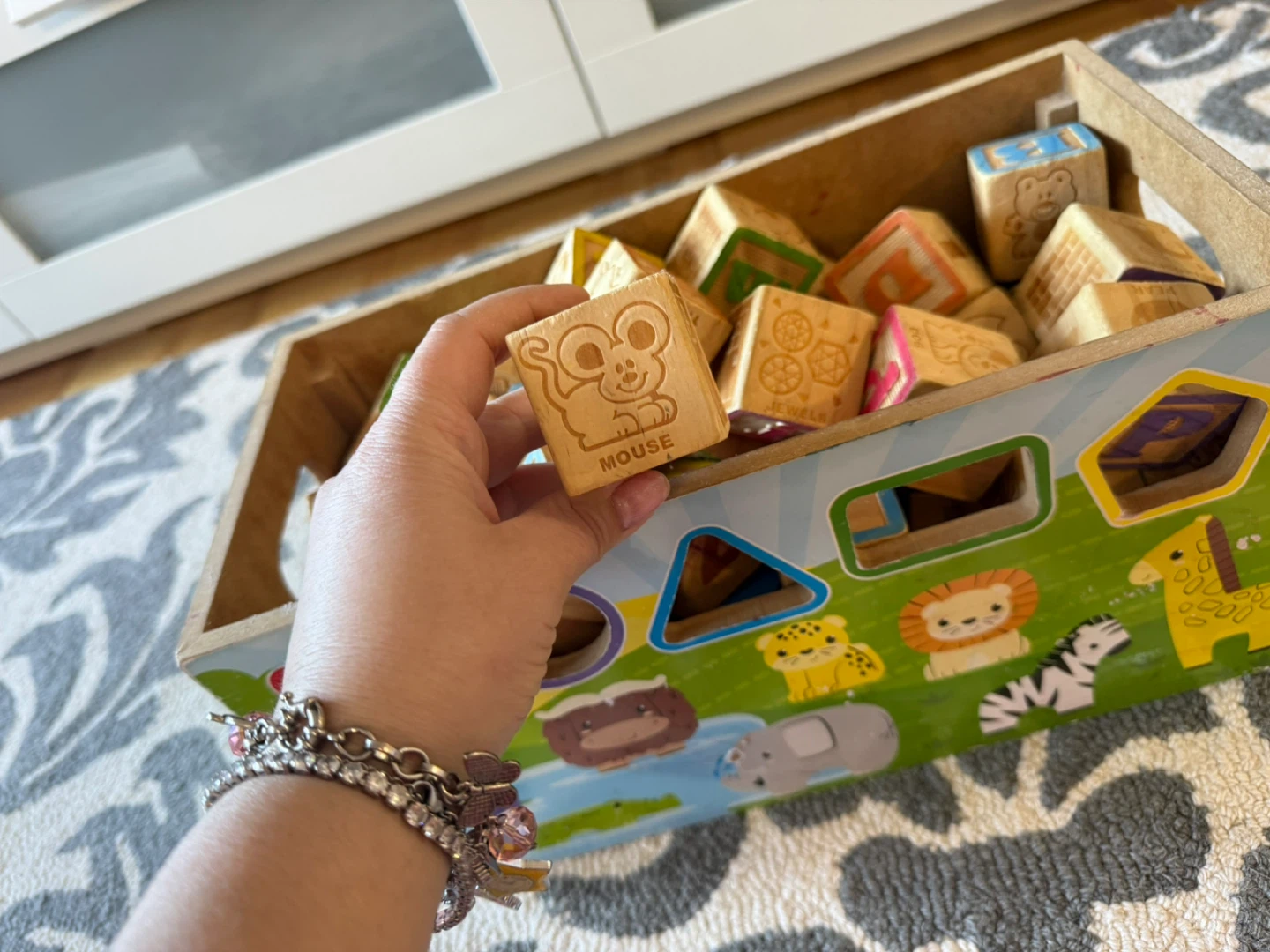 Wooden Alphabet and Animal Blocks with Shape Sorter Box - photo 3