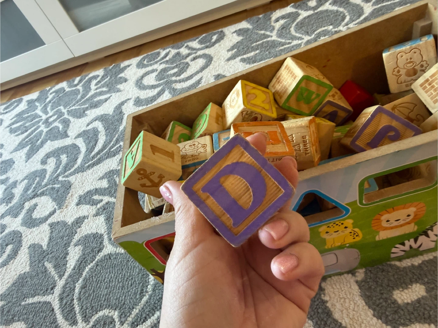 Wooden Alphabet and Animal Blocks with Shape Sorter Box - photo 4