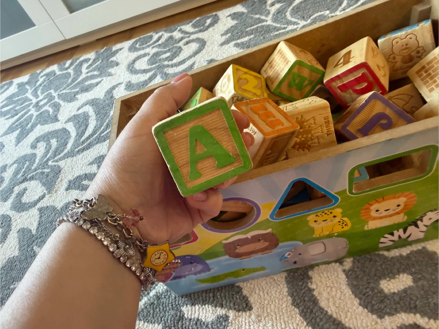 Wooden Alphabet and Animal Blocks with Shape Sorter Box - photo 5