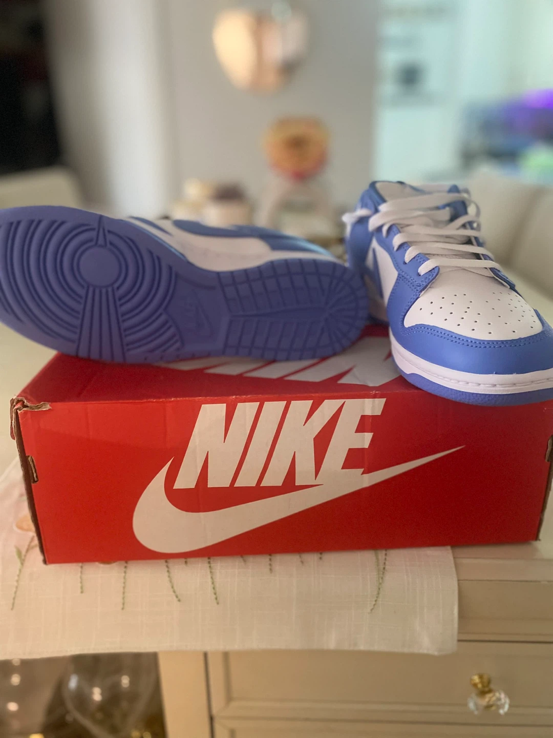 Nike Dunk Low White Blue Sneakers Size 9.5