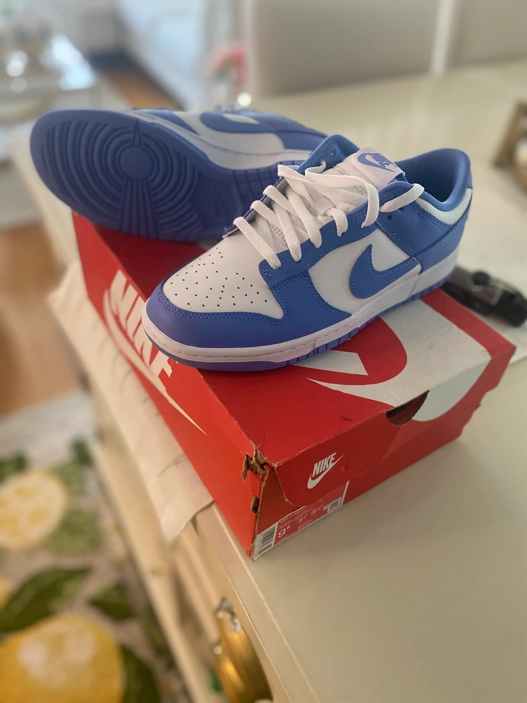 Nike Dunk Low White Blue Sneakers Size 9.5 - photo 3